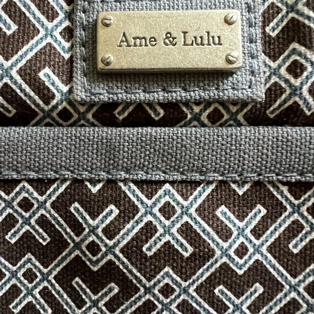 Ame & Lulu Brown & Blue geometric pattern Travel Pouch - Water-Resistant Lining